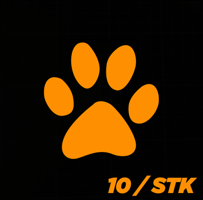 Sons of Battery - E-MTB Brand & Community Folien 4 x 4 cm (Hundeanhänger. Bike.Helm usw. / Neonorange Reflektierende Pfote - 10 Folienaufkleber E-Bike-Community