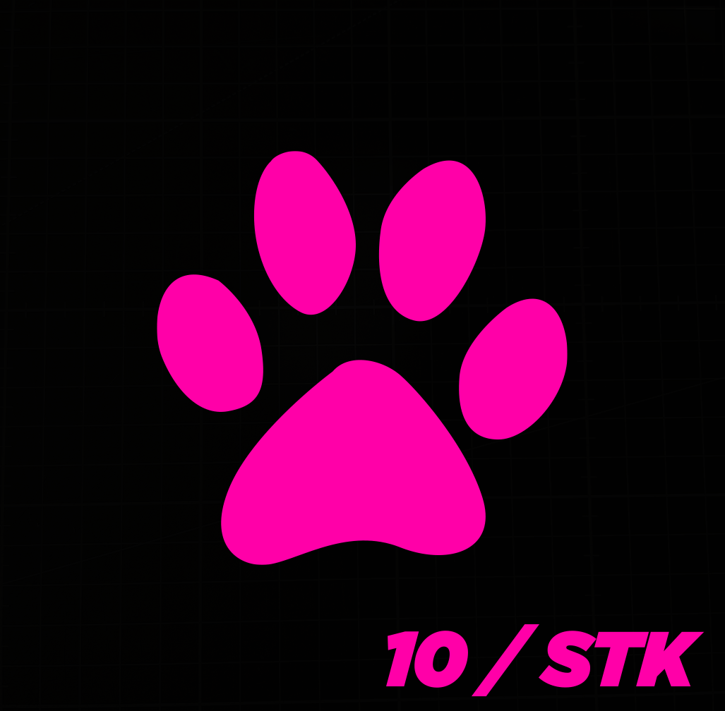 Sons of Battery - E-MTB Brand & Community Folien 4 x 4 cm (Hundeanhänger. Bike.Helm usw. / Neonpink Reflektierende Pfote - 10 Folienaufkleber E-Bike-Community