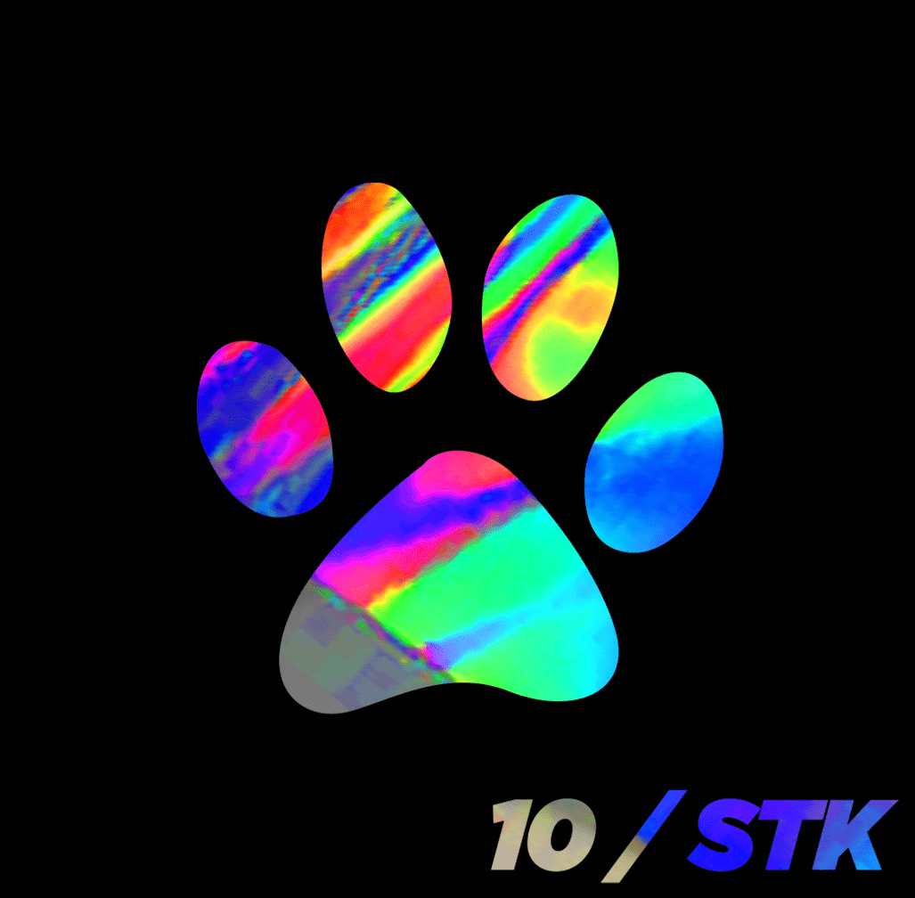 Sons of Battery - E-MTB Brand & Community Folien 4 x 4 cm (Hundeanhänger. Bike.Helm usw. / Rainbow Reflektierende Pfote - 10 Folienaufkleber E-Bike-Community