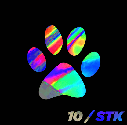 Sons of Battery - E-MTB Brand & Community Folien 4 x 4 cm (Hundeanhänger. Bike.Helm usw. / Rainbow Reflektierende Pfote - 10 Folienaufkleber E-Bike-Community
