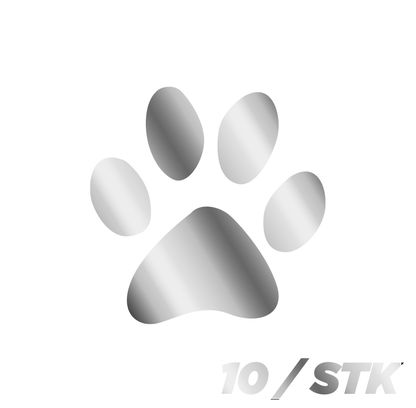 Sons of Battery - E-MTB Brand & Community Folien 4 x 4 cm (Hundeanhänger. Bike.Helm usw. / Silber Reflektierende Pfote - 10 Folienaufkleber E-Bike-Community