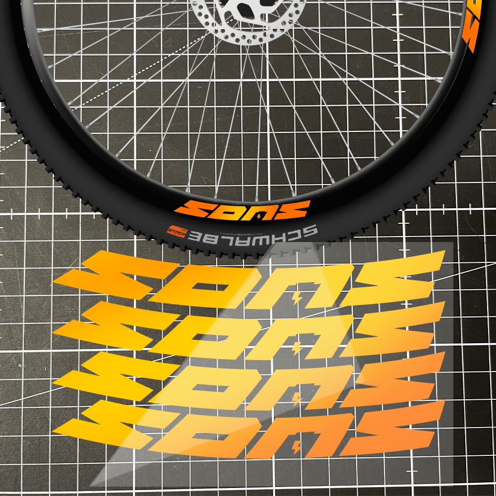 Sons of Battery - E-MTB Brand & Community Folien Fox Orange Felgenaufkleber „SONS“ E-Bike-Community
