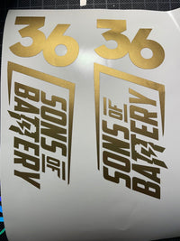 Sons of Battery - E-MTB Brand & Community Folien Gold SONS OF BATTERY - Federgabel Aufkleber / Decal E-Bike-Community