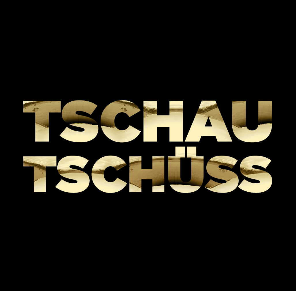 Sons of Battery - E-MTB Brand & Community Folien Gold (Spiegelnd) / 16x6 cm Folien-Aufkleber "Tschau Tschüss" – 16 x 6 cm E-Bike-Community