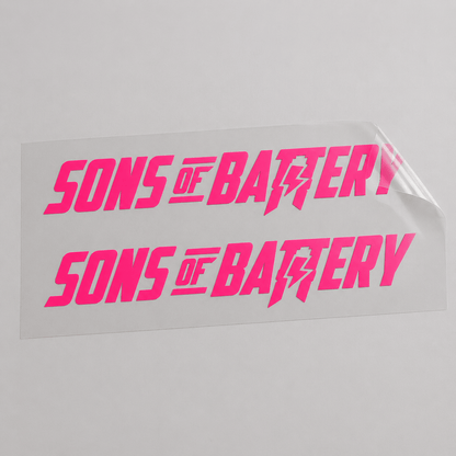 Sons of Battery - E-MTB Brand & Community Folien Neonpink / 9 x 1.6 cm Sons of Battery - Schriftzug Modern E-Bike-Community