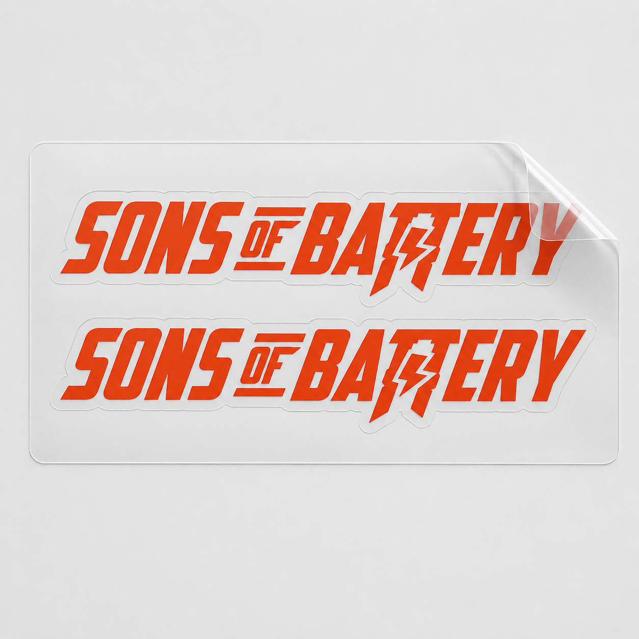 Sons of Battery - E-MTB Brand & Community Folien Orangerot / 9 x 1.6 cm Sons of Battery - Schriftzug Modern E-Bike-Community