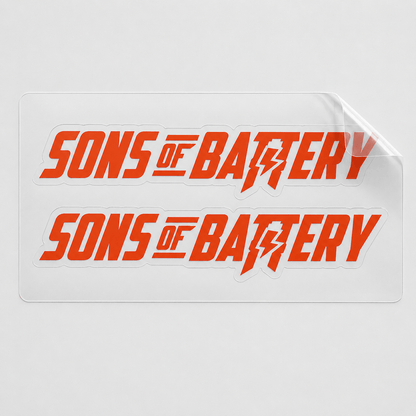 Sons of Battery - E-MTB Brand & Community Folien Orangerot / 9 x 1.6 cm Sons of Battery - Schriftzug Modern E-Bike-Community
