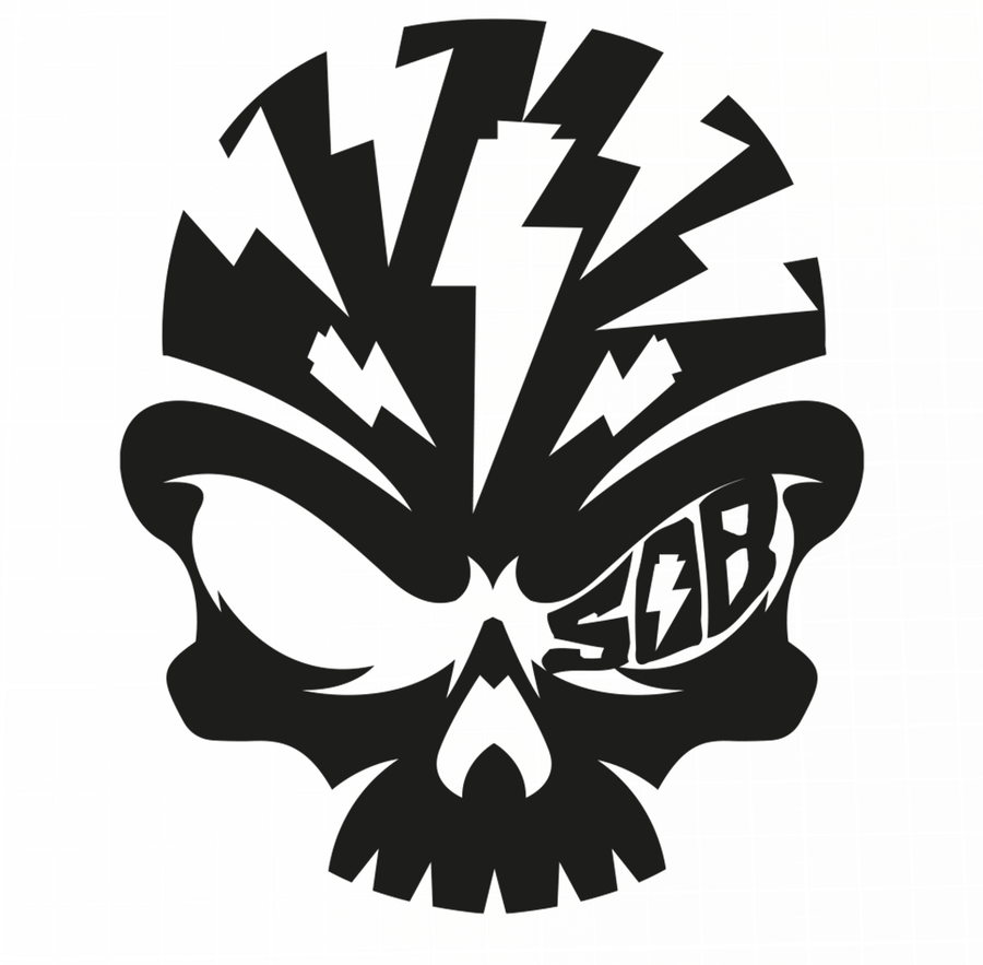 Sons of Battery - E-MTB Brand & Community Folien Schwarz SoB Skullhead - Folienaufkleber E-Bike-Community