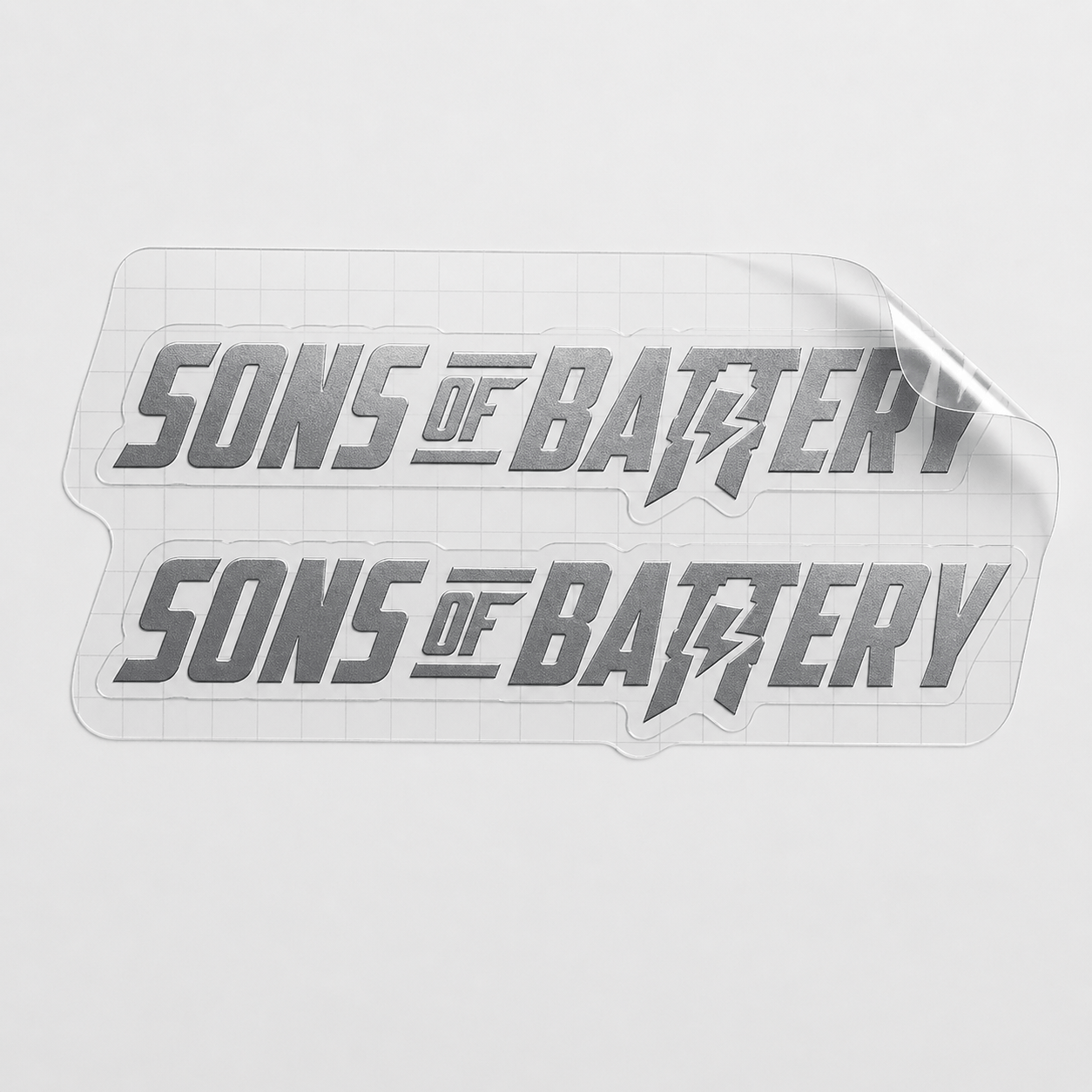 Sons of Battery - E-MTB Brand & Community Folien Silber / 9 x 1.6 cm Sons of Battery - Schriftzug Modern E-Bike-Community