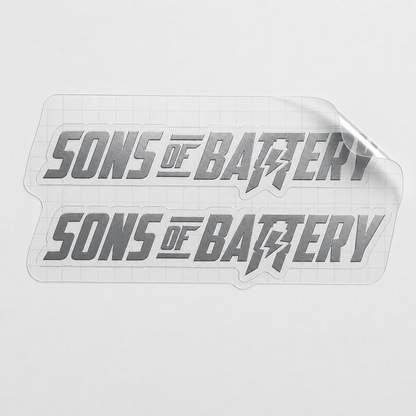 Sons of Battery - E-MTB Brand & Community Folien Silber / 9 x 1.6 cm Sons of Battery - Schriftzug Modern E-Bike-Community