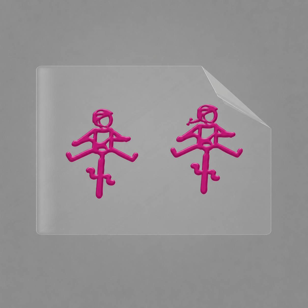 Sons of Battery® - E-MTB Brand & Community Folien & Sticker 1x Helmut & Helmine / Pink Helmut & Helmine - 2 x 2,5 cm UV Aufkleber - "Männchen mit Fahrrad und ausgestreckten Beinen" E-Bike-Community