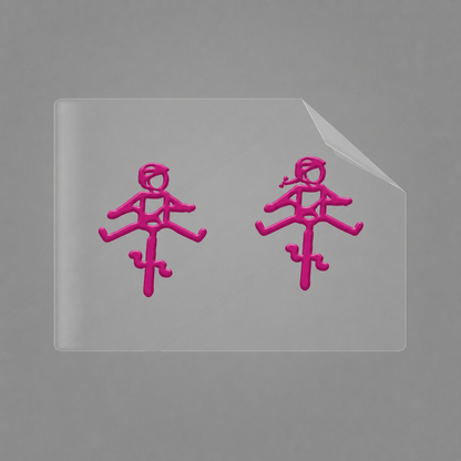 Sons of Battery® - E-MTB Brand & Community Folien & Sticker 1x Helmut & Helmine / Pink Helmut & Helmine - 2 x 2,5 cm UV Aufkleber - "Männchen mit Fahrrad und ausgestreckten Beinen" E-Bike-Community