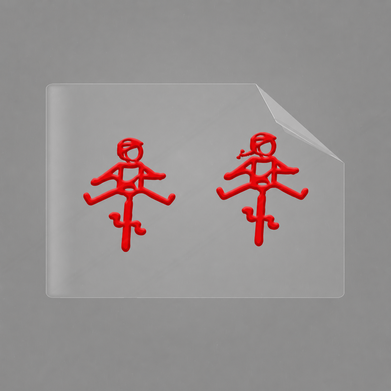 Sons of Battery® - E-MTB Brand & Community Folien & Sticker 1x Helmut & Helmine / Rot Helmut & Helmine - 2 x 2,5 cm UV Aufkleber - "Männchen mit Fahrrad und ausgestreckten Beinen" E-Bike-Community