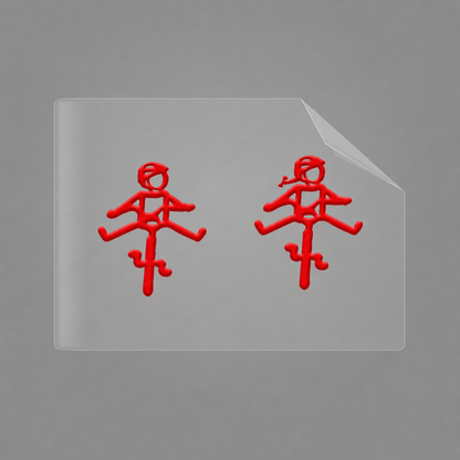 Sons of Battery® - E-MTB Brand & Community Folien & Sticker 1x Helmut & Helmine / Rot Helmut & Helmine - 2 x 2,5 cm UV Aufkleber - "Männchen mit Fahrrad und ausgestreckten Beinen" E-Bike-Community