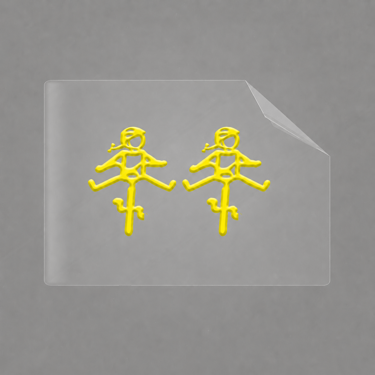 Sons of Battery® - E-MTB Brand & Community Folien & Sticker 2x HELMine / Gelb Helmut & Helmine - 2 x 2,5 cm UV Aufkleber - "Männchen mit Fahrrad und ausgestreckten Beinen" E-Bike-Community