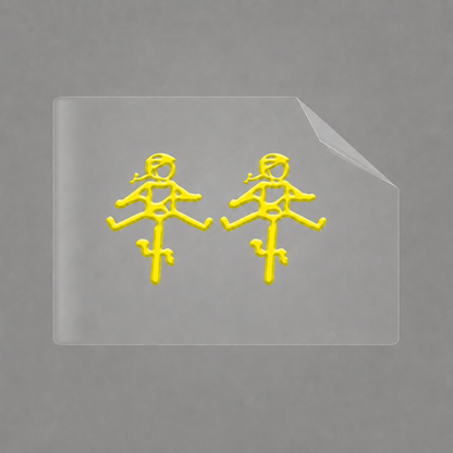 Sons of Battery® - E-MTB Brand & Community Folien & Sticker 2x HELMine / Gelb Helmut & Helmine - 2 x 2,5 cm UV Aufkleber - "Männchen mit Fahrrad und ausgestreckten Beinen" E-Bike-Community