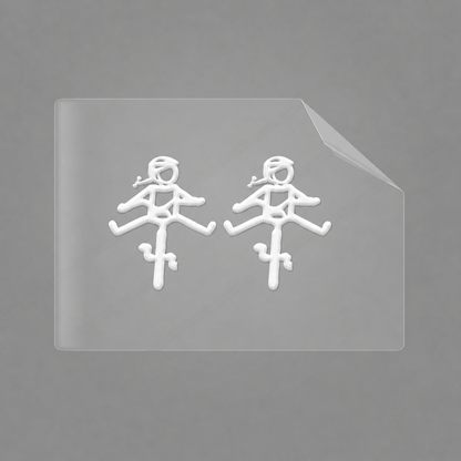 Sons of Battery® - E-MTB Brand & Community Folien & Sticker 2x HELMine / Weiß Helmut & Helmine - 2 x 2,5 cm UV Aufkleber - "Männchen mit Fahrrad und ausgestreckten Beinen" E-Bike-Community