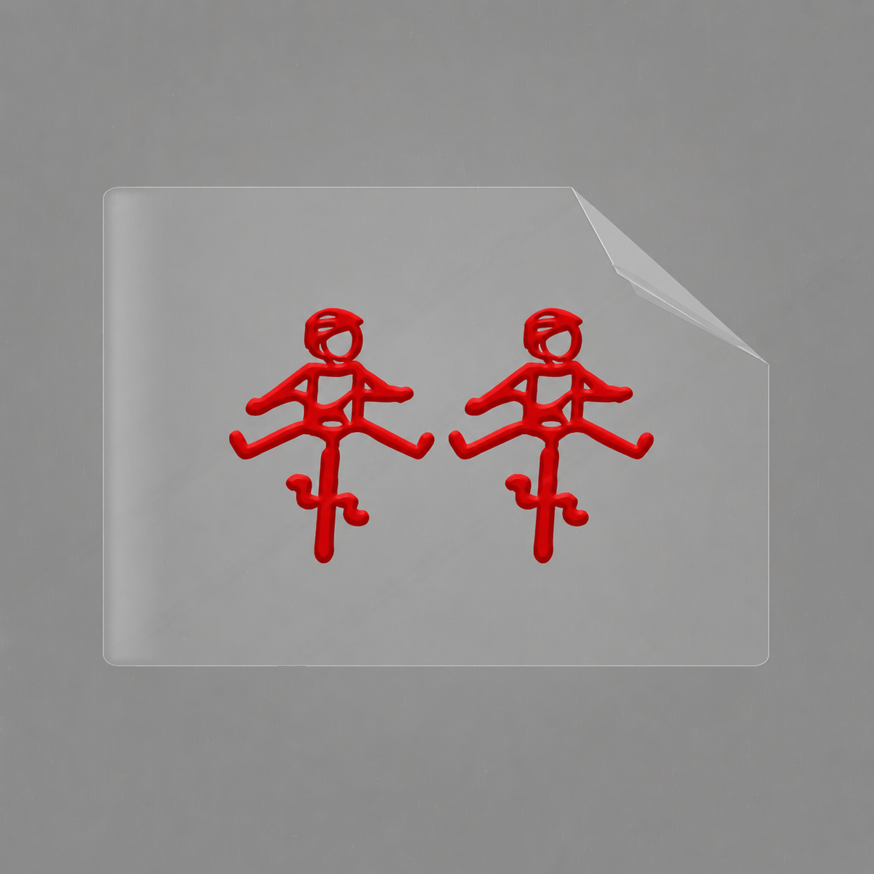 Sons of Battery® - E-MTB Brand & Community Folien & Sticker 2x HELMut / Rot Helmut & Helmine - 2 x 2,5 cm UV Aufkleber - "Männchen mit Fahrrad und ausgestreckten Beinen" E-Bike-Community