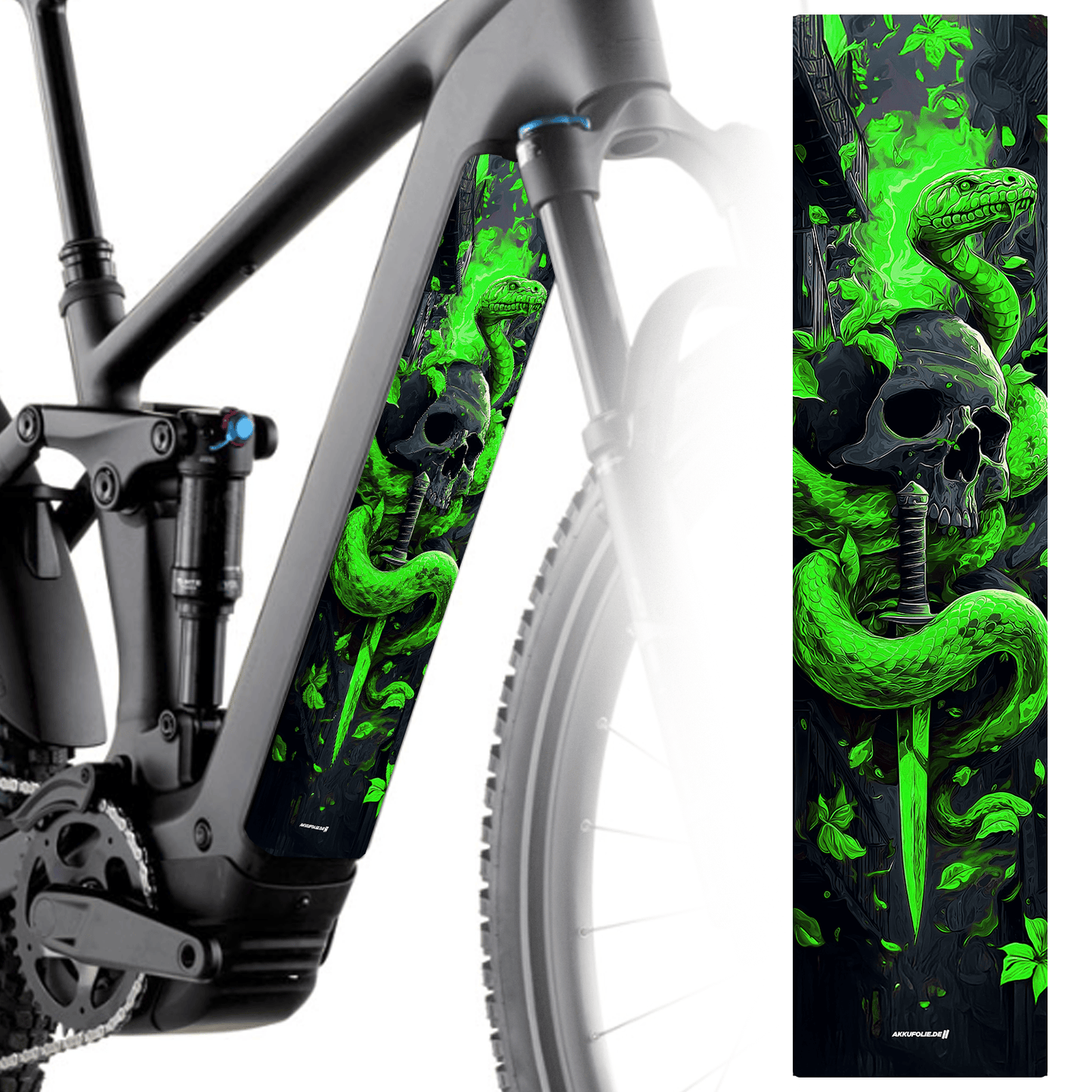 Sons of Battery® - E-MTB Brand & Community Folien & Sticker 48 cm x 12 cm / Grün Snake -  Akku Abdeckung Cover  Universal E-Bike-Community