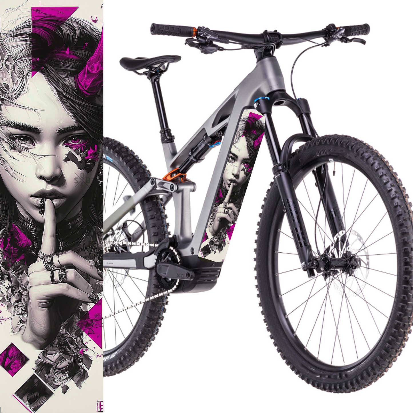 Sons of Battery® - E-MTB Brand & Community Folien & Sticker 48 cm x 12 cm / Lila Girl -  Akku Abdeckung Cover Universal / Schutzfolie / für alle E-Bikes E-Bike-Community