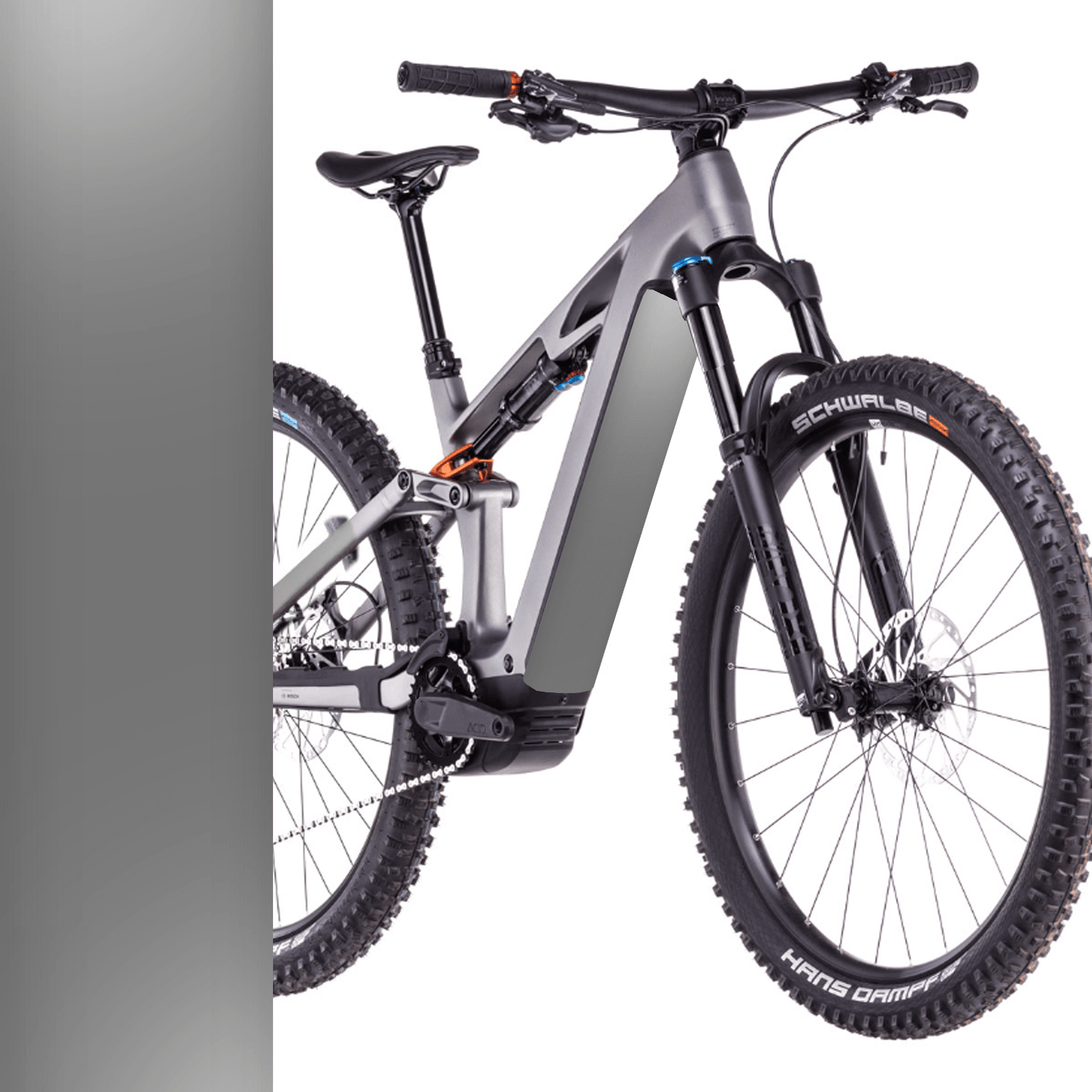 Sons of Battery® - E-MTB Brand & Community Folien & Sticker 48 cm x 12 cm / ONE44 slabgrey´n´orange / Keine CUBE ONE44 / ONE77 -  Akku Sticker Abdeckung Cover Universal / Schutzfolie / für alle E-Bikes CUBE E-Bike-Community