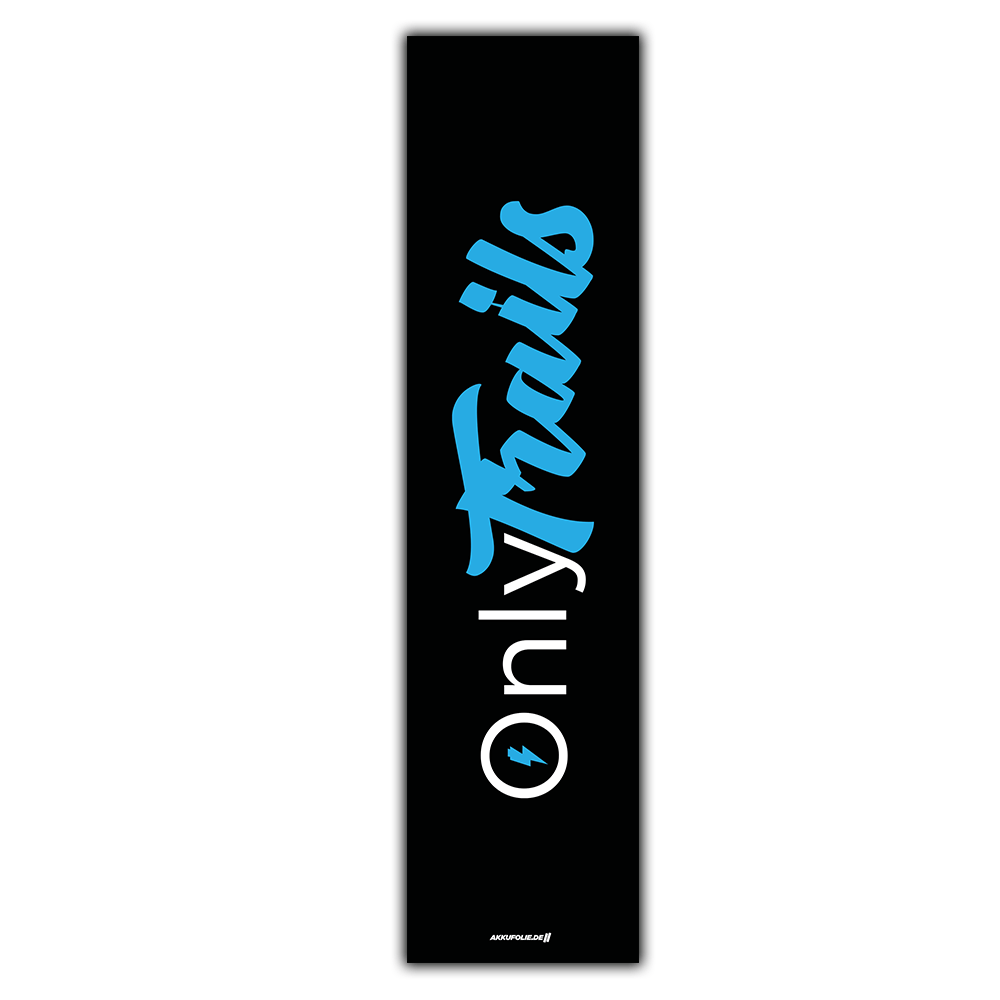 Sons of Battery® - E-MTB Brand & Community Folien & Sticker 48 cm x 12 cm / Schwarz OnlyTrails -  Akku Abdeckung Cover Sticker Universal / Schutzfolie / für alle E-Bikes, Cube co. E-Bike-Community