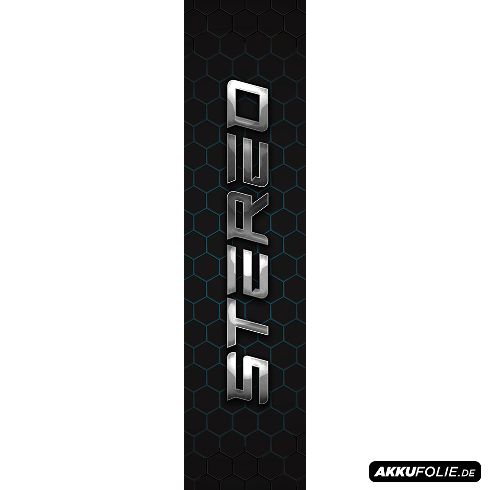 Sons of Battery® - E-MTB Brand & Community Folien & Sticker 48 cm x 12 cm / STEREO BLAU STEREO HYBRID -  Akku Sticker Abdeckung Cover Universal / Schutzfolie / für alle E-Bikes E-Bike-Community