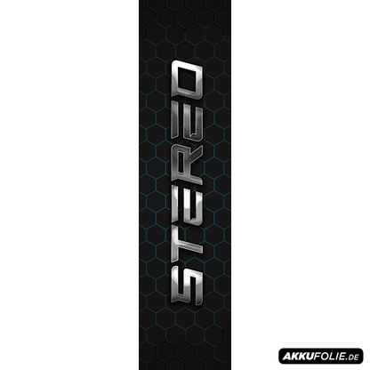 Sons of Battery® - E-MTB Brand & Community Folien & Sticker 48 cm x 12 cm / STEREO BLAU STEREO HYBRID -  Akku Sticker Abdeckung Cover Universal / Schutzfolie / für alle E-Bikes E-Bike-Community