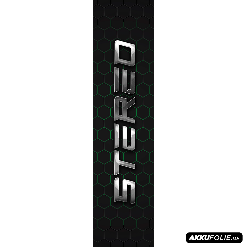 Sons of Battery® - E-MTB Brand & Community Folien & Sticker 48 cm x 12 cm / STEREO GRÜN STEREO HYBRID -  Akku Sticker Abdeckung Cover Universal / Schutzfolie / für alle E-Bikes E-Bike-Community