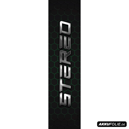 Sons of Battery® - E-MTB Brand & Community Folien & Sticker 48 cm x 12 cm / STEREO GRÜN STEREO HYBRID -  Akku Sticker Abdeckung Cover Universal / Schutzfolie / für alle E-Bikes E-Bike-Community