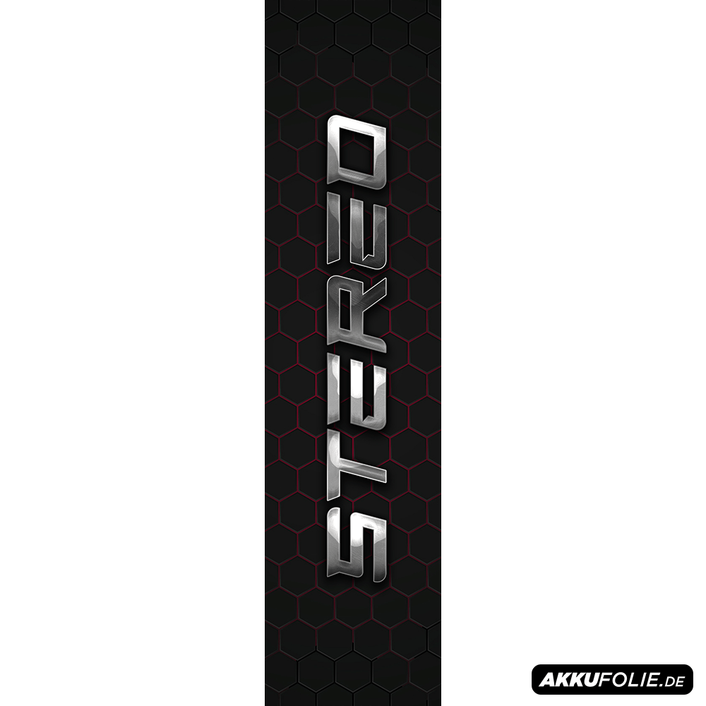 Sons of Battery® - E-MTB Brand & Community Folien & Sticker 48 cm x 12 cm / STEREO ROT STEREO HYBRID -  Akku Sticker Abdeckung Cover Universal / Schutzfolie / für alle E-Bikes E-Bike-Community