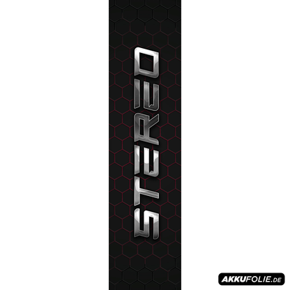 Sons of Battery® - E-MTB Brand & Community Folien & Sticker 48 cm x 12 cm / STEREO ROT STEREO HYBRID -  Akku Sticker Abdeckung Cover Universal / Schutzfolie / für alle E-Bikes E-Bike-Community