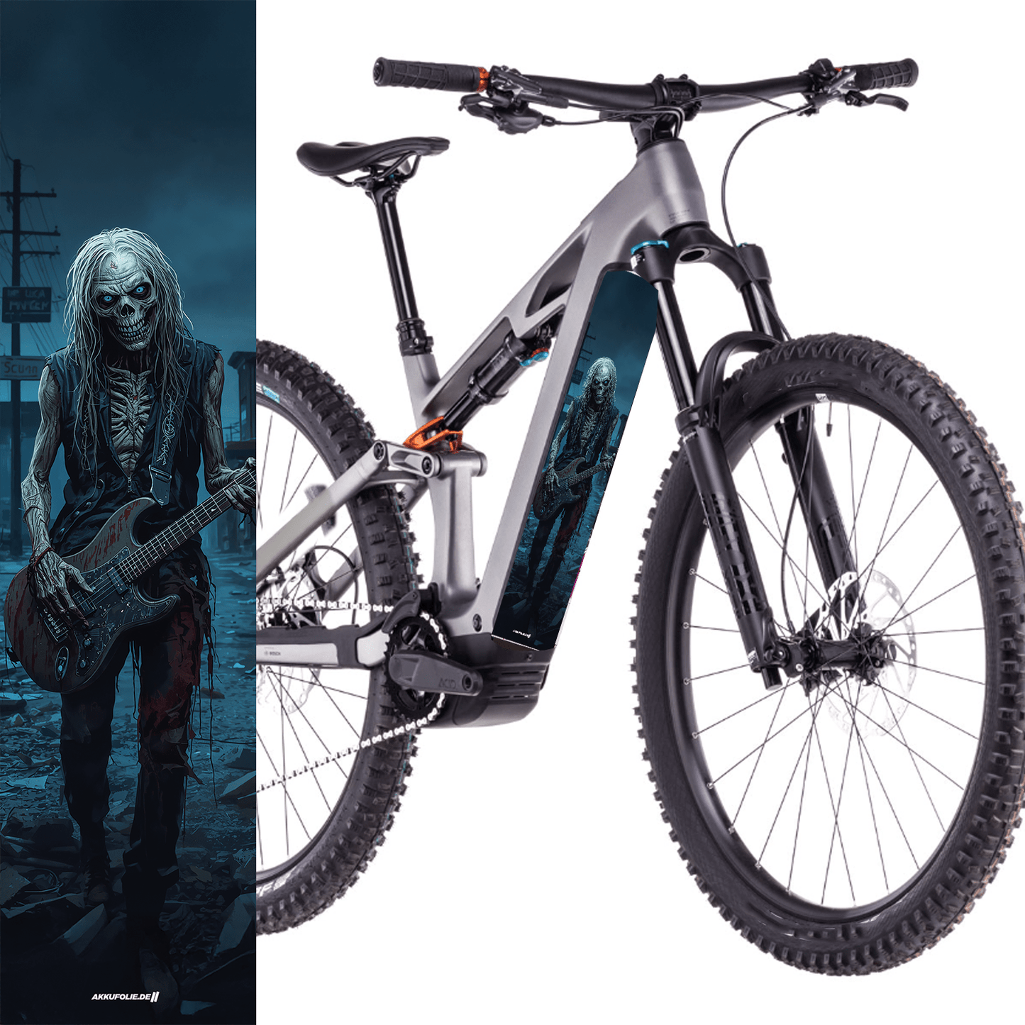 Sons of Battery® - E-MTB Brand & Community Folien & Sticker 48 cm x 12 cm Zombie Rock -  Akku Abdeckung Cover Sticker Universal / Schutzfolie / für alle E-Bikes, Cube co. E-Bike-Community