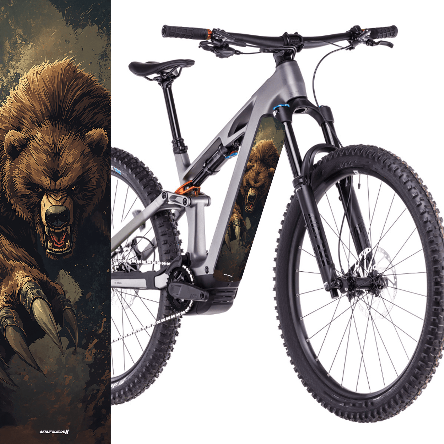 Sons of Battery® - E-MTB Brand & Community Folien & Sticker 60 cm x 14 cm Bär 2 -  Akku Abdeckung Cover Sticker Universal / Schutzfolie / für alle E-Bikes, Cube co. E-Bike-Community