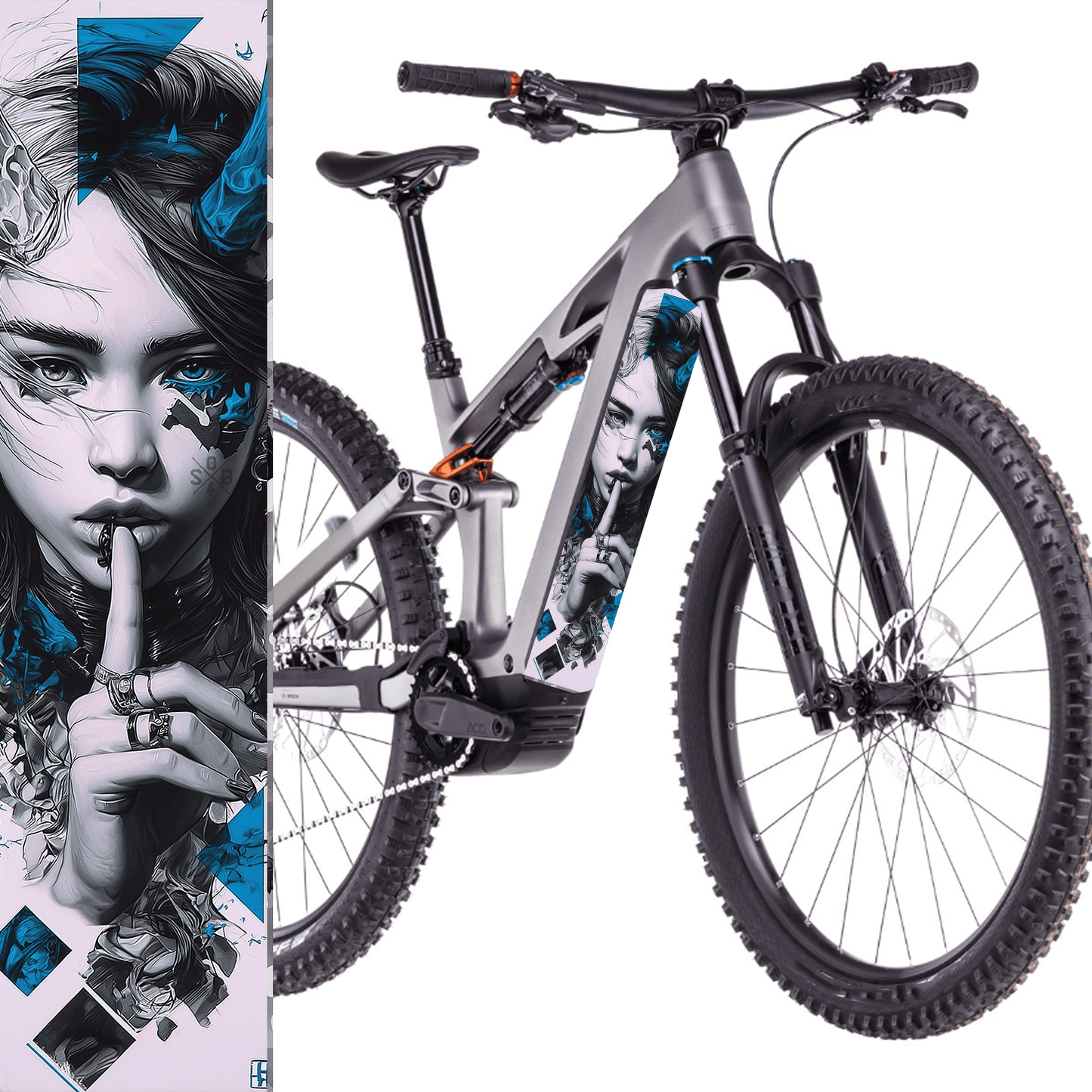 Sons of Battery® - E-MTB Brand & Community Folien & Sticker 60 cm x 14 cm / Blau Girl -  Akku Abdeckung Cover Universal / Schutzfolie / für alle E-Bikes E-Bike-Community