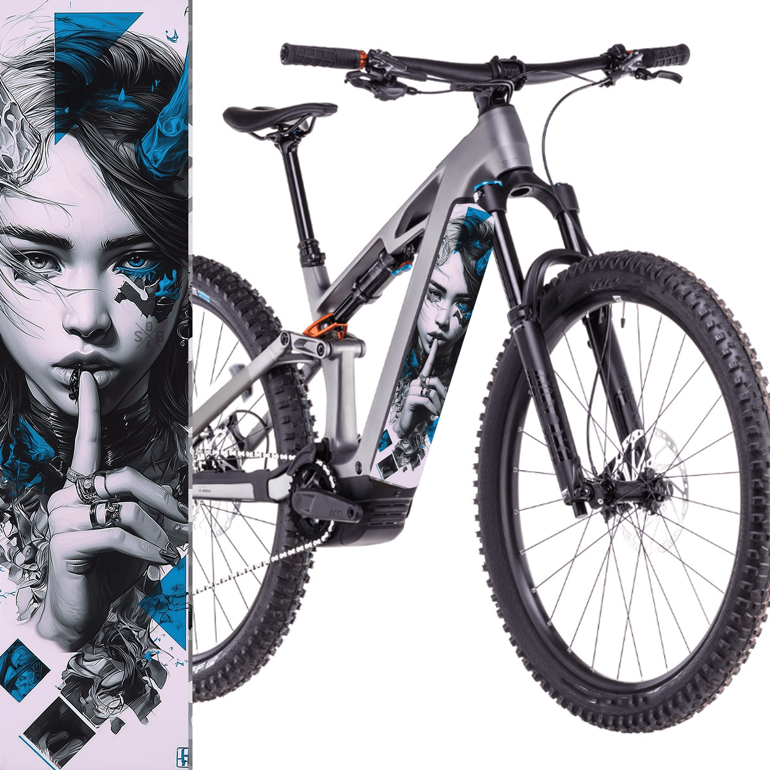 Sons of Battery® - E-MTB Brand & Community Folien & Sticker 60 cm x 14 cm / Blau Girl -  Akku Abdeckung Cover Universal / Schutzfolie / für alle E-Bikes E-Bike-Community