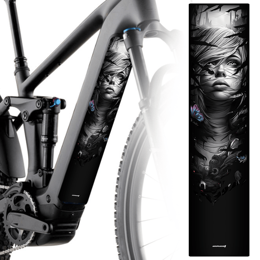 Sons of Battery® - E-MTB Brand & Community Folien & Sticker 60 cm x 14 cm Butterfly Girl -  Akku Abdeckung Cover  Universal E-Bike-Community