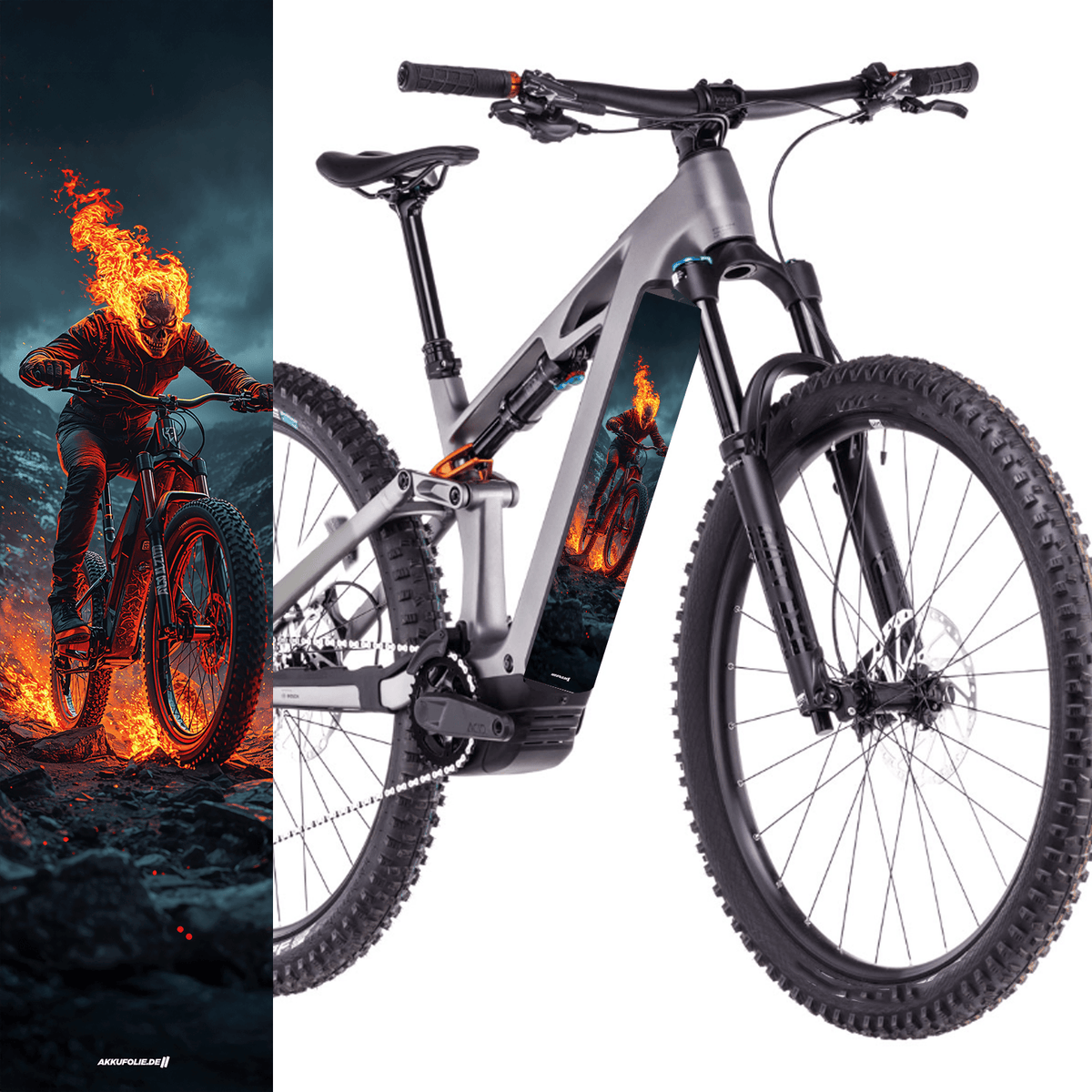 Geister Biker E-Bike Akku Sticker – universal, Wunschgröße oder CUBE CUT