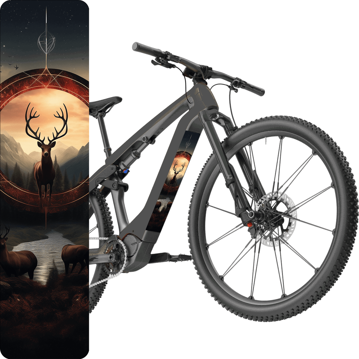 Hirsch – Rotwild E-Bike Akku Sticker – universal, Wunschgröße oder CUBE CUT