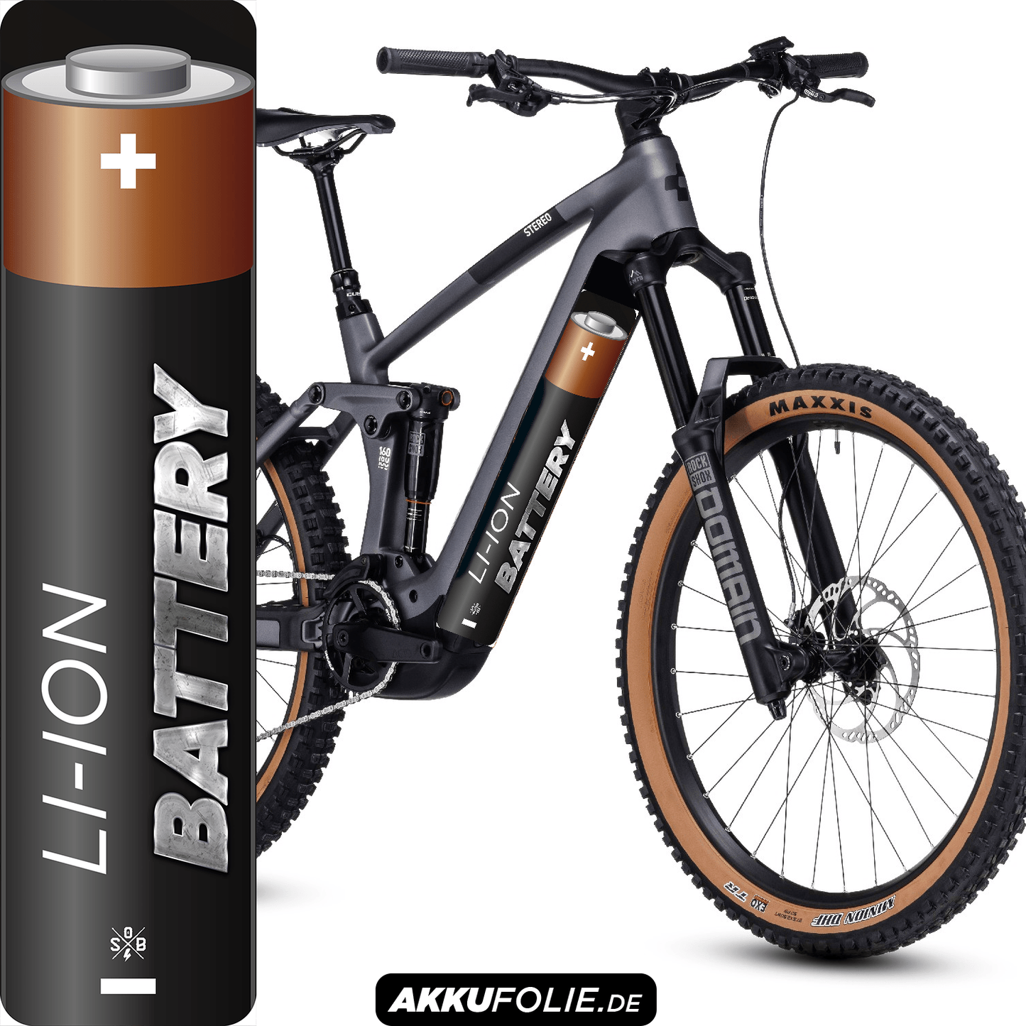 Sons of Battery® - E-MTB Brand & Community Folien & Sticker 60 cm x 14 cm / Li-Ion Battery Battery 4 - Motive -  Akku Sticker Abdeckung Cover Universal / Schutzfolie / für alle E-Bikes E-Bike-Community
