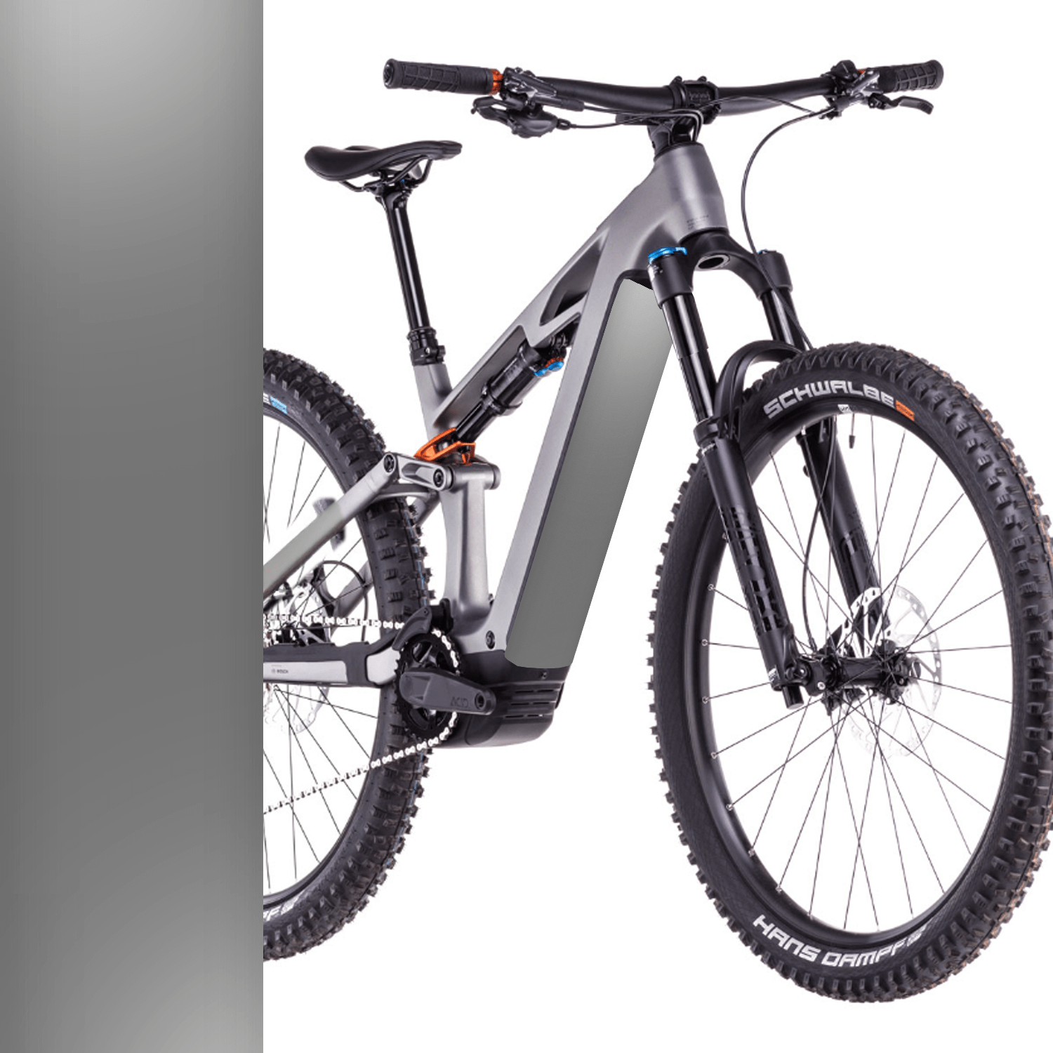 Sons of Battery® - E-MTB Brand & Community Folien & Sticker 60 cm x 14 cm / ONE44 slabgrey´n´orange / Keine CUBE ONE44 / ONE77 -  Akku Sticker Abdeckung Cover Universal / Schutzfolie / für alle E-Bikes CUBE E-Bike-Community