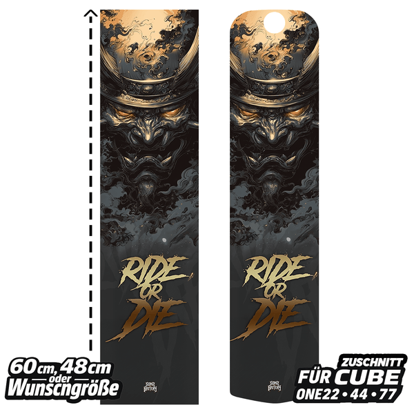 Sons of Battery® - E-MTB Brand & Community Folien & Sticker 60 cm x 14 cm RIDE OR DIE SAMURAI -  Akku Abdeckung Cover  Universal E-Bike-Community