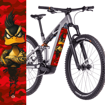 Sons of Battery® - E-MTB Brand & Community Folien & Sticker 60 cm x 14 cm / Rot Bad Duck -  Akku Sticker Abdeckung Cover Universal / Schutzfolie /  für alle E-Bikes E-Bike-Community