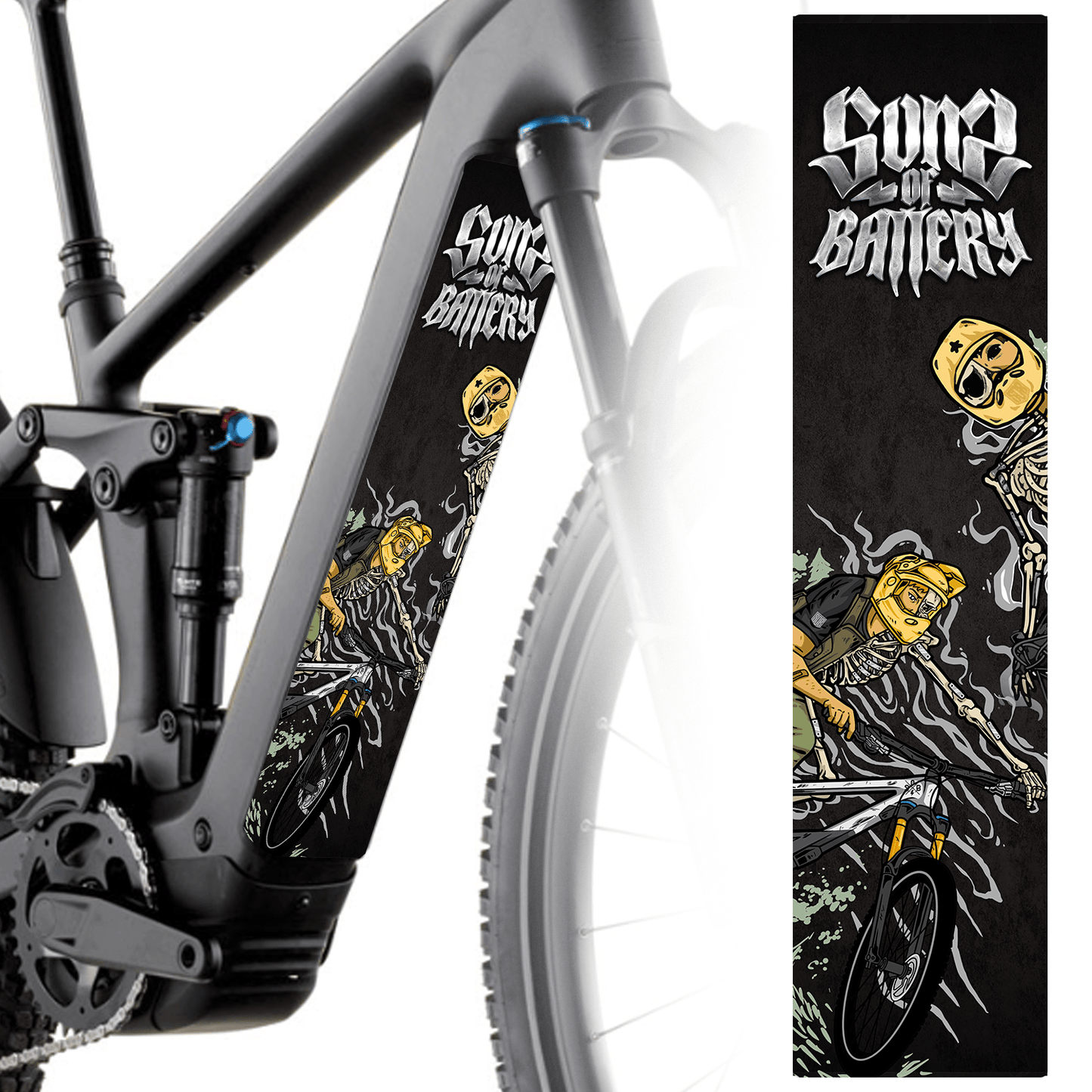 Sons of Battery® - E-MTB Brand & Community Folien & Sticker 60 cm x 14 cm / SHRED OR ALIVE Verschiedene Designs -  Akku Abdeckung Cover Sticker Universal / Schutzfolie E-Bike-Community