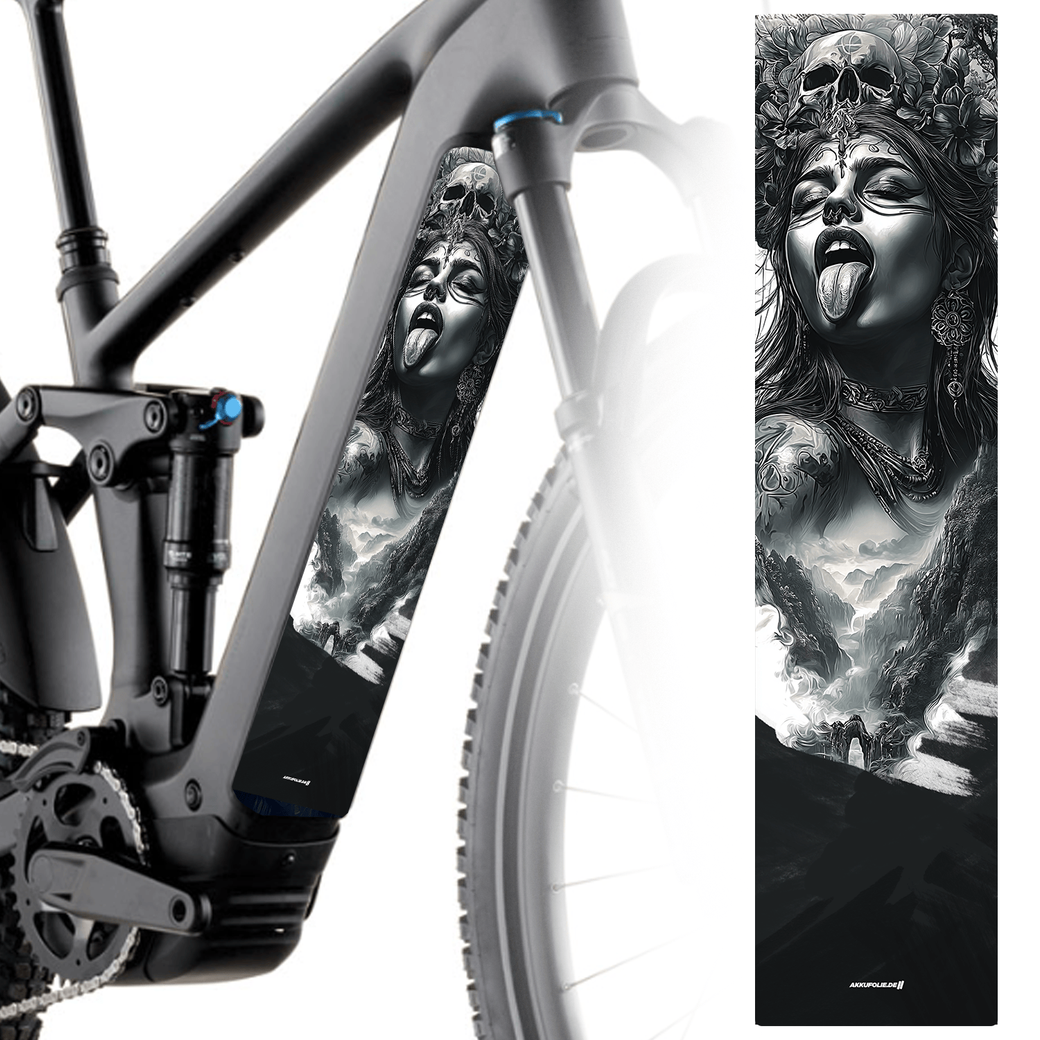 Sons of Battery® - E-MTB Brand & Community Folien & Sticker 60 cm x 14 cm SKULLGIRL -  Akku Abdeckung Cover  Universal E-Bike-Community