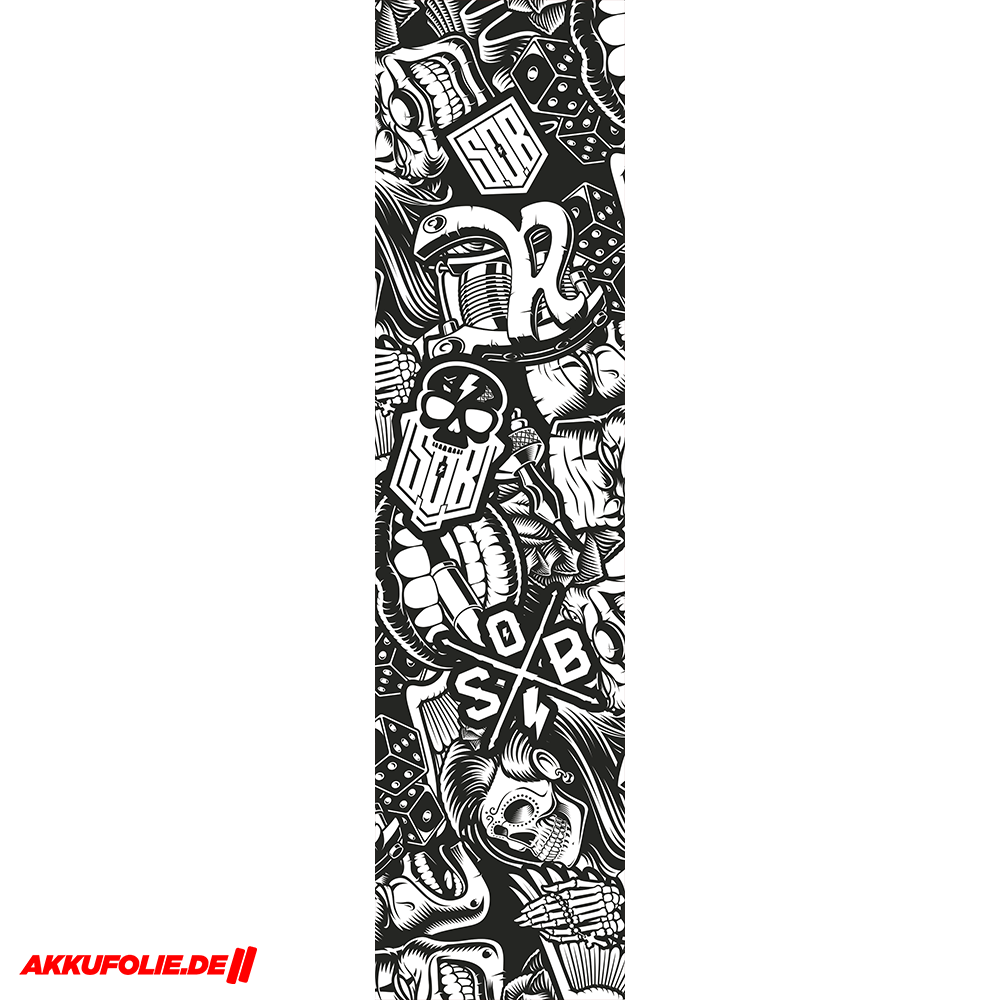 Sons of Battery® - E-MTB Brand & Community Folien & Sticker 60 cm x 14 cm SOB STICKERBOMB -  Akku Abdeckung Cover Sticker Universal / Schutzfolie / für alle E-Bikes E-Bike-Community