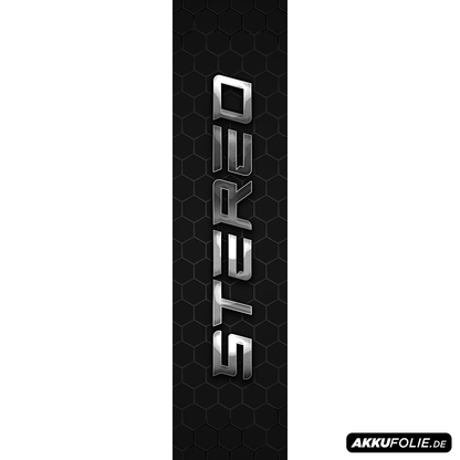 Sons of Battery® - E-MTB Brand & Community Folien & Sticker 60 cm x 14 cm / STEREO GRAU STEREO HYBRID -  Akku Sticker Abdeckung Cover Universal / Schutzfolie / für alle E-Bikes E-Bike-Community