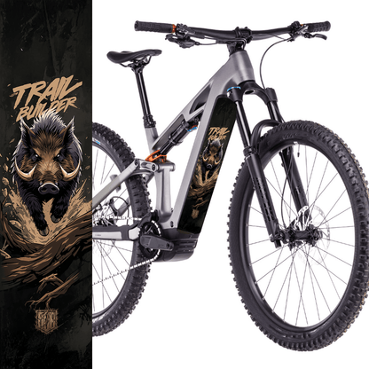 Sons of Battery® - E-MTB Brand & Community Folien & Sticker 60 cm x 14 cm Trail Builder Wildschwein -  Akku Abdeckung Cover Sticker Universal / Schutzfolie / für alle E-Bikes, Cube co. E-Bike-Community