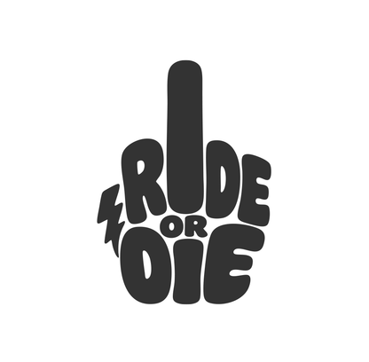 Sons of Battery® - E-MTB Brand & Community Folien & Sticker Anthrazit / 5 x 4 cm RIDE OR DIE (STINKY FINGER) - Kreativer Vinyl-Aufkleber E-Bike-Community