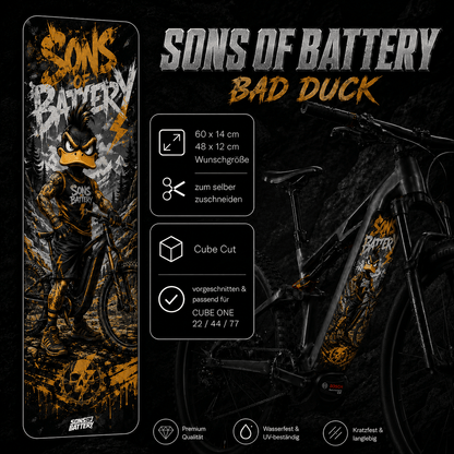 Sons of Battery® - E-MTB Brand & Community Folien & Sticker BAD DUCK SONS OF BATTERY -  Akku Abdeckung Cover Universal / Cube E-Bike-Community